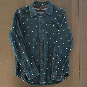 Dark Seas Navy Long Sleeve Button Down, Size S